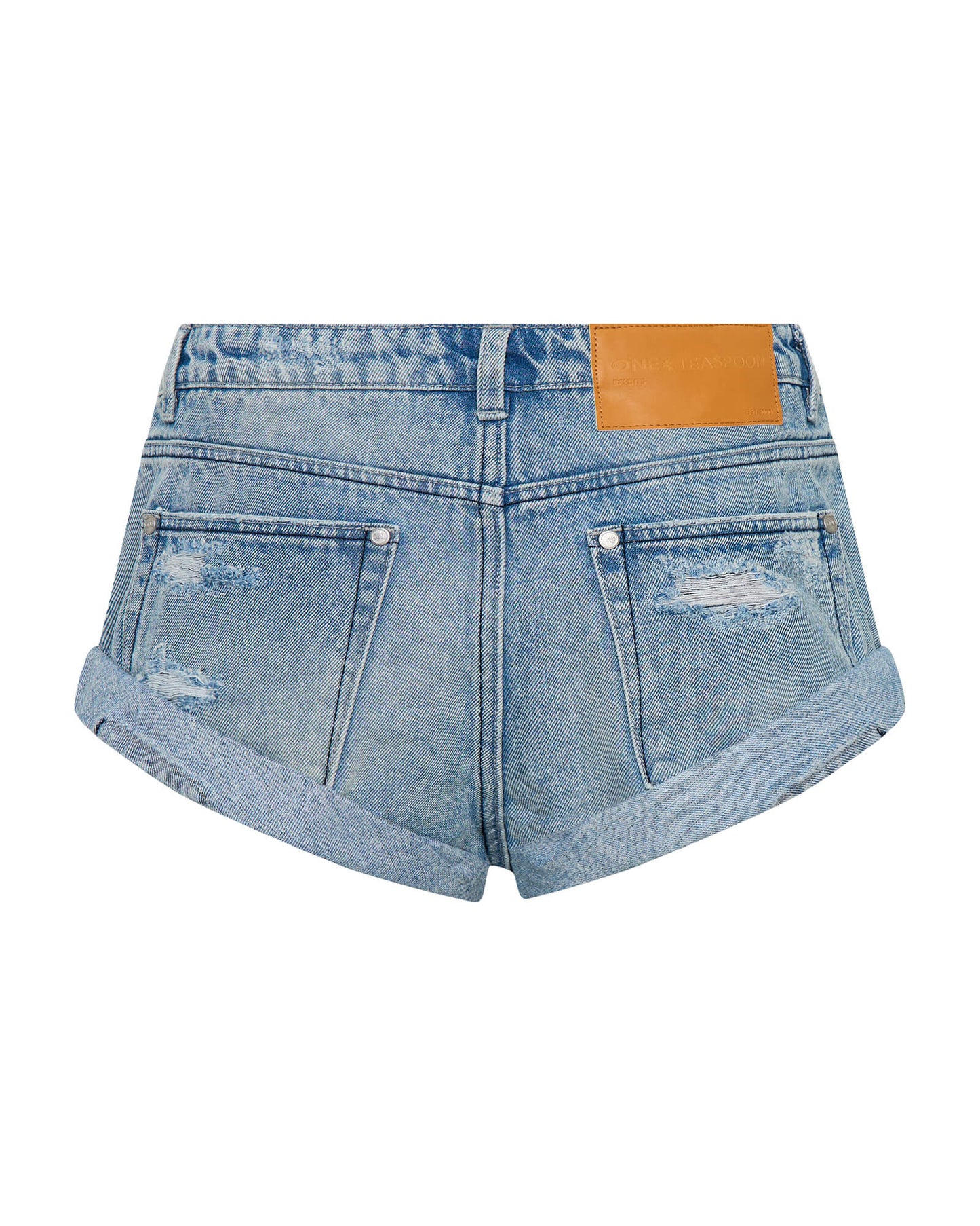 Bandits Low Waist Messed Up Denim Shorts - Salty Dog Blue