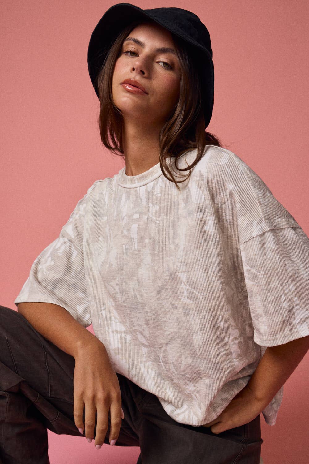 Camo Ribbed Loose Fit Tee