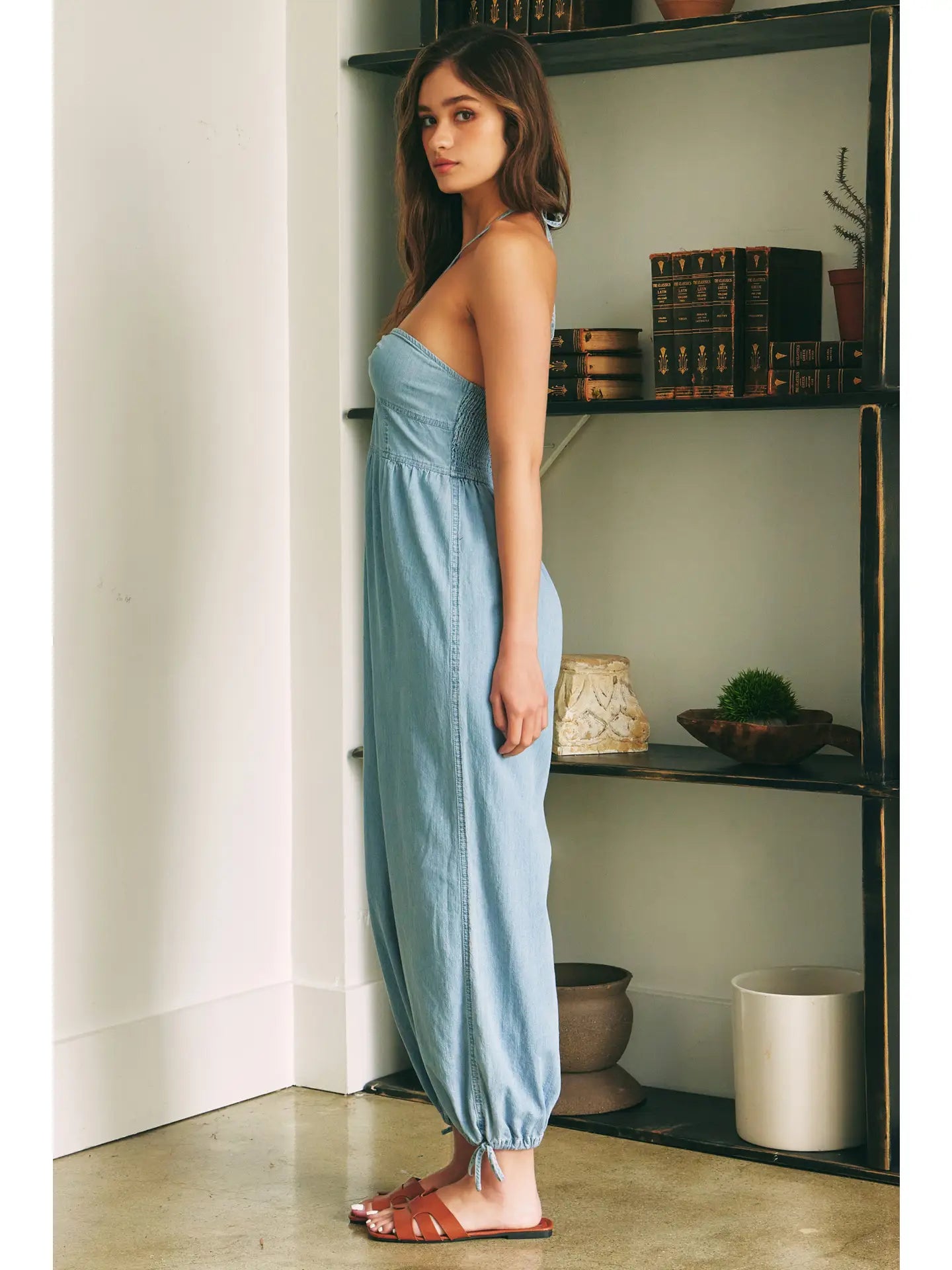 MS Denim Halter Neck Jumpsuit