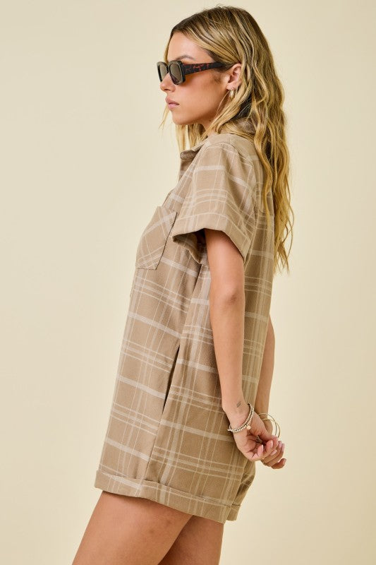 Sandstone Check Romper