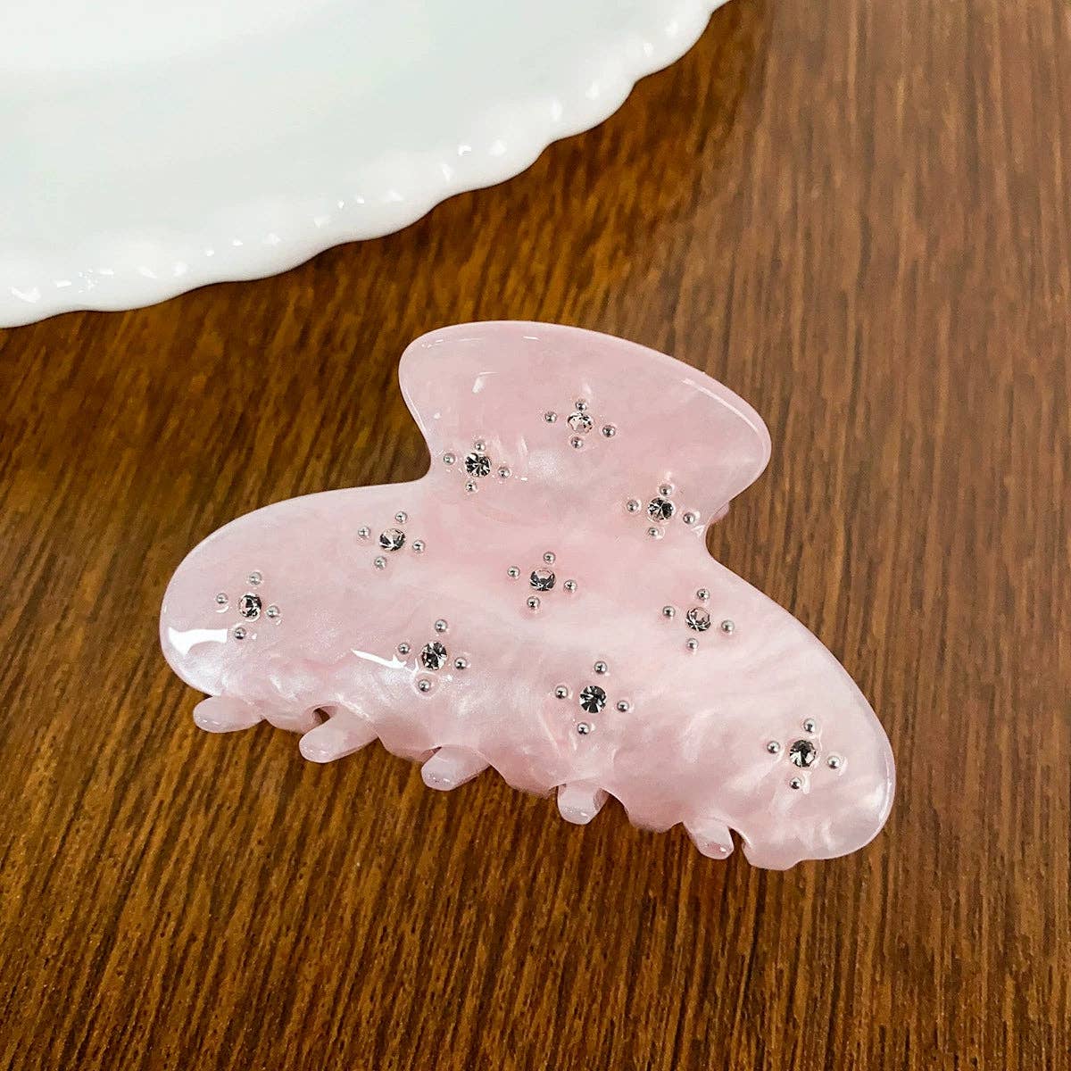 Diamond Studded Flower Claw Clip