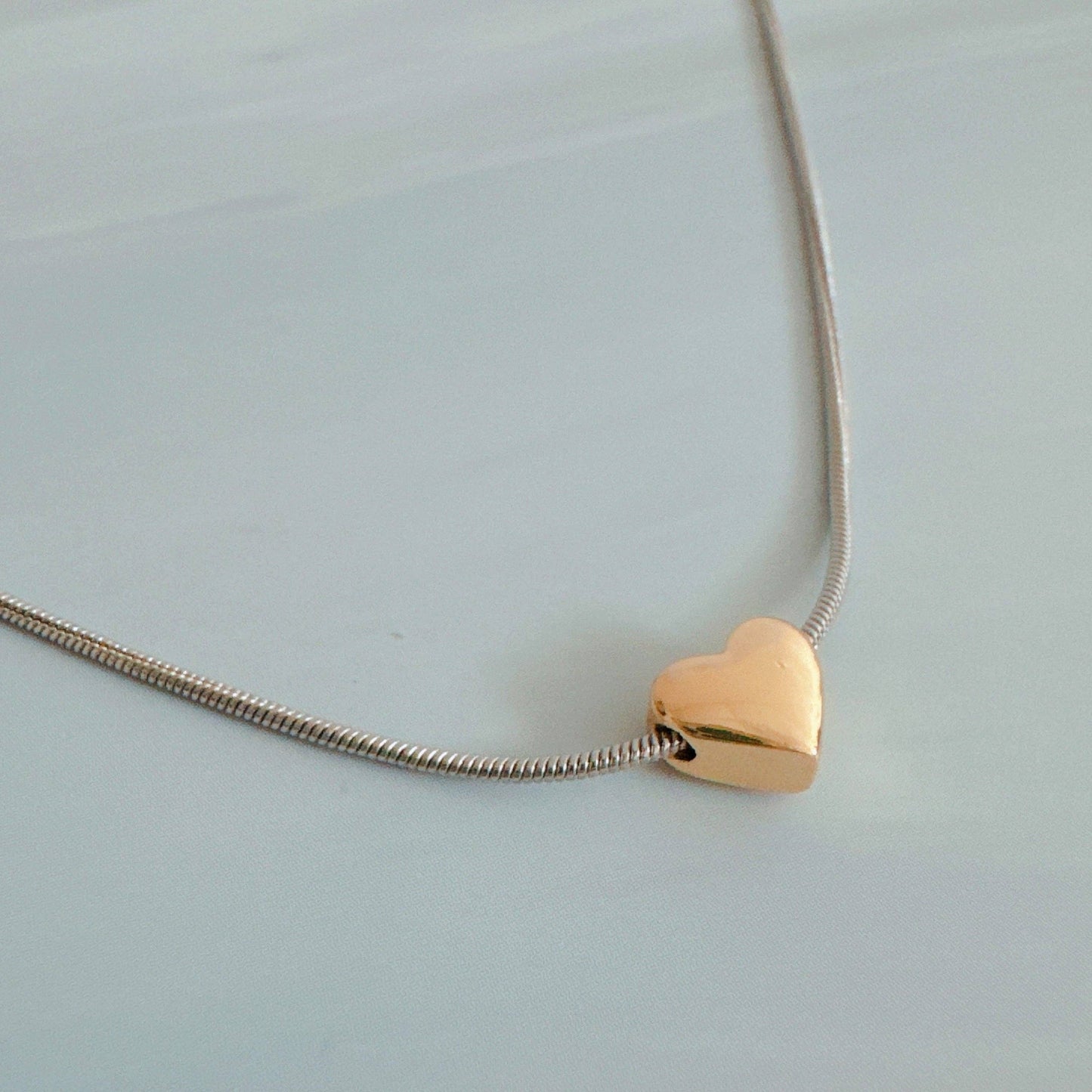 Two-Tone Petite Heart Pendant Necklace