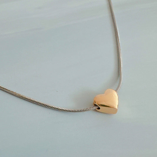 Two-Tone Petite Heart Pendant Necklace
