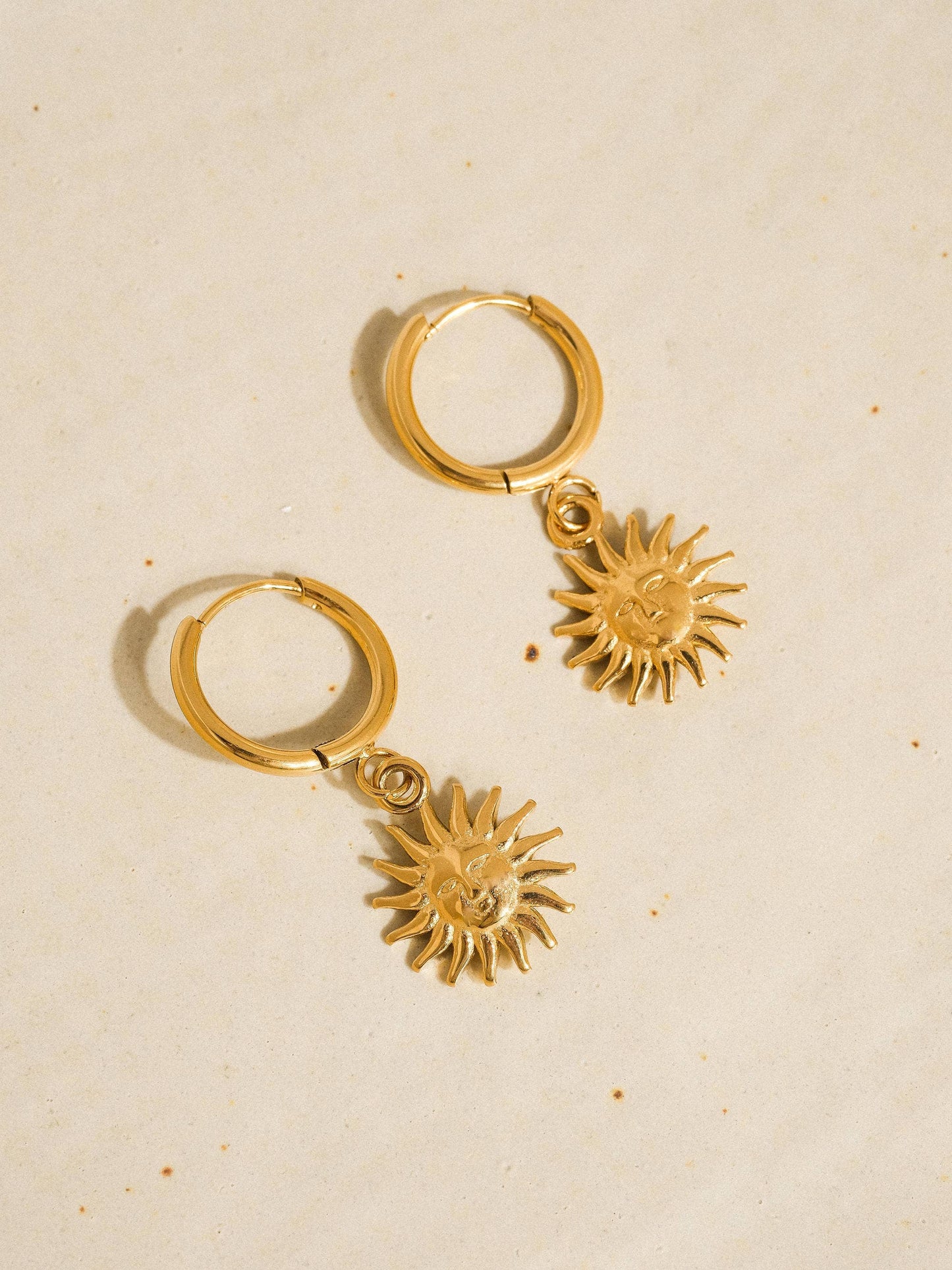 Pascale 18K Gold Non-Tarnish Sun hoop Earring