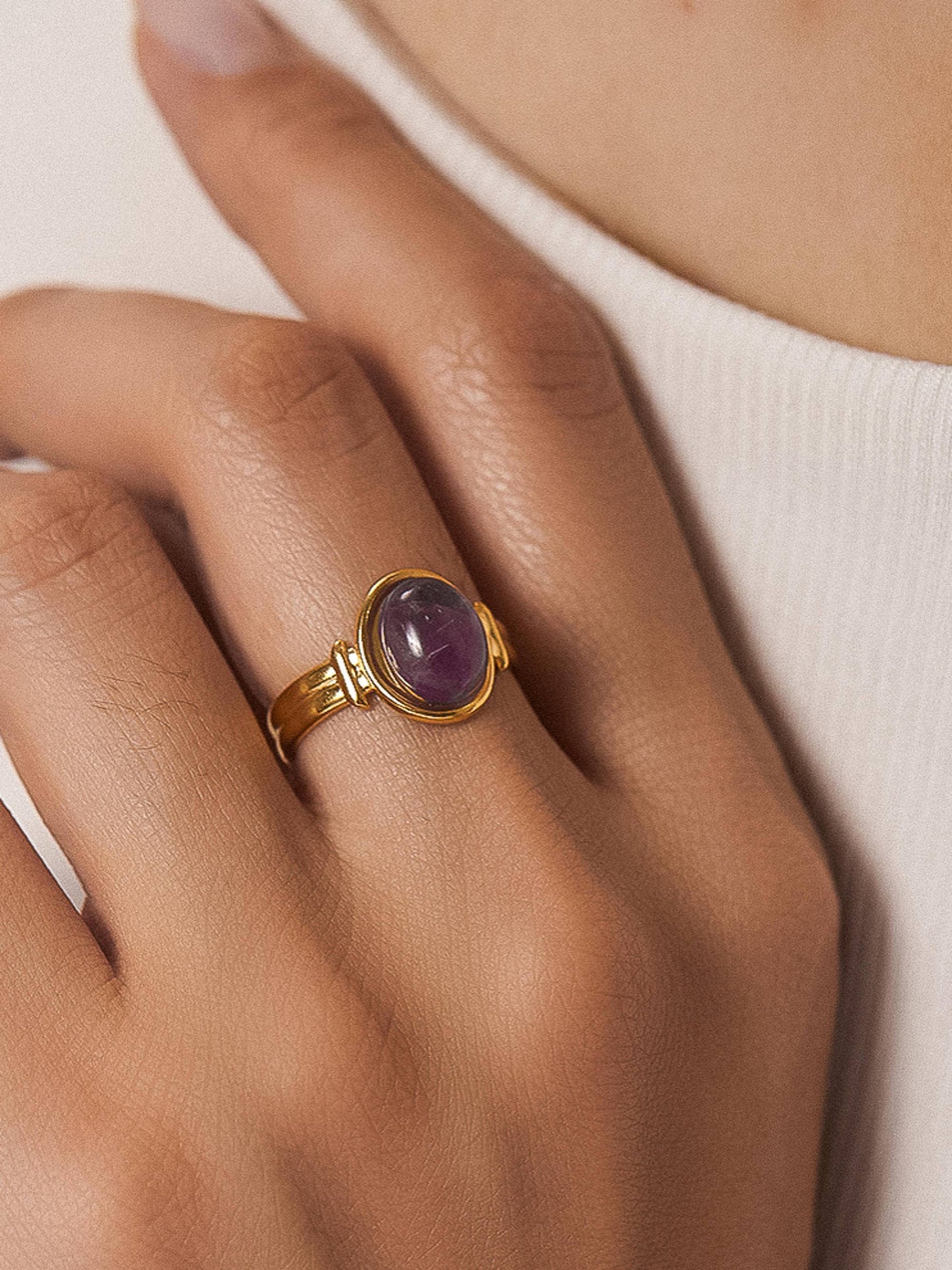 Jett Pink Stone Adjustable Ring