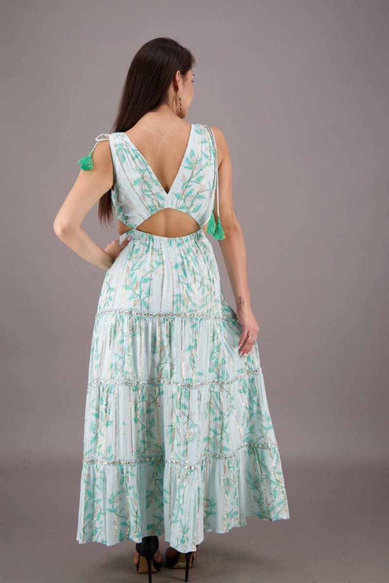 Mint Breeze Cutout Maxi Dress