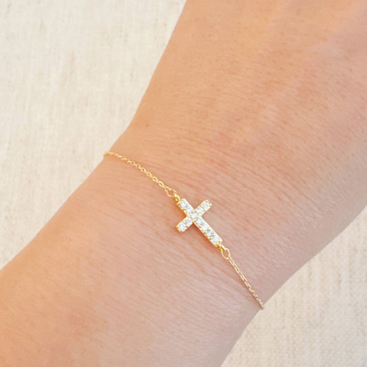 Shiny Side Hanging Cross Bracelet