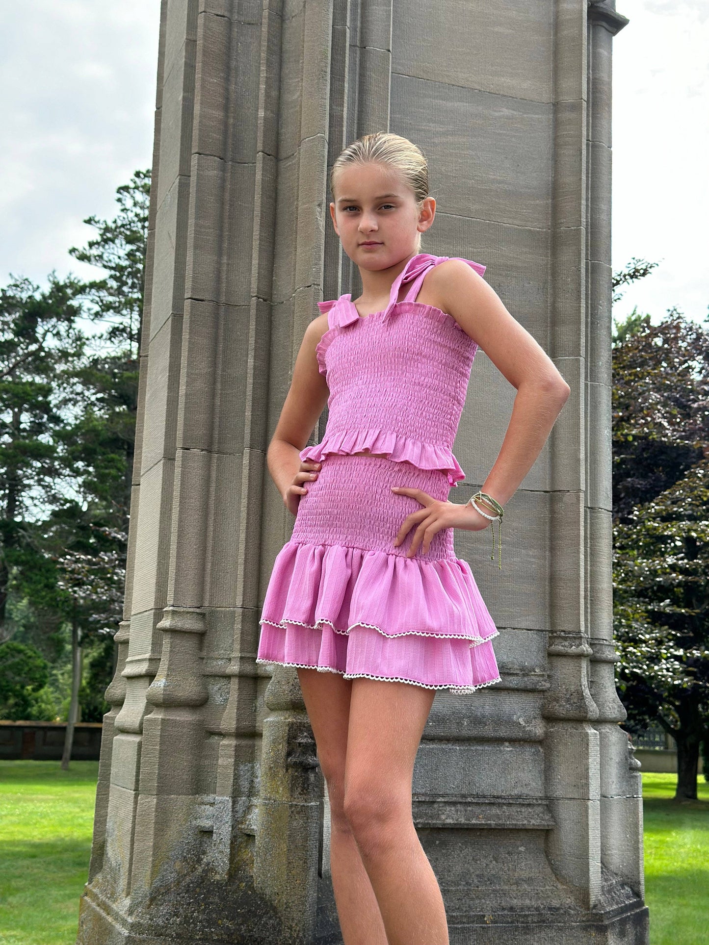 Tween Tie Green Smocked Top