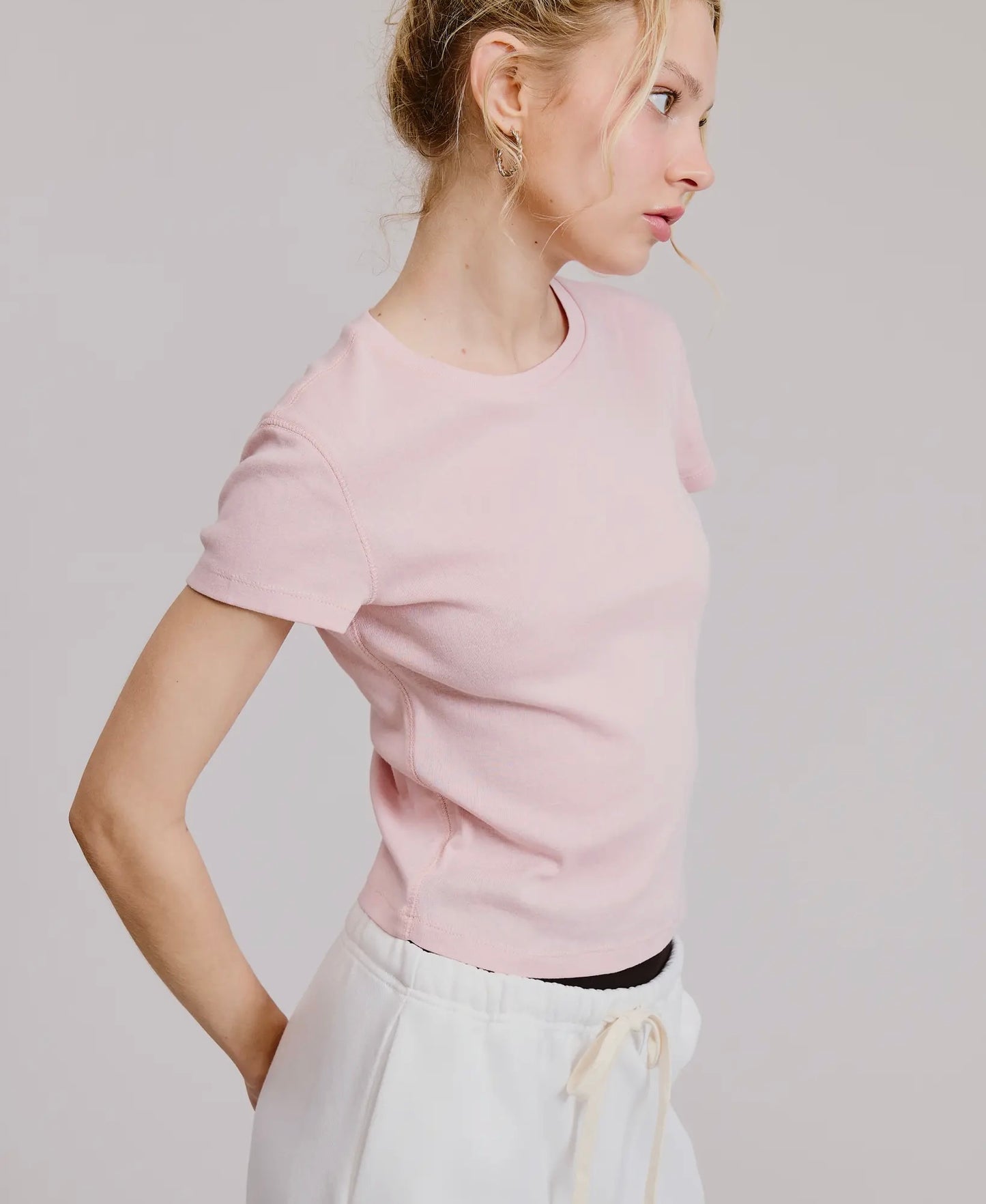 Baby Pink Knit Crop Top