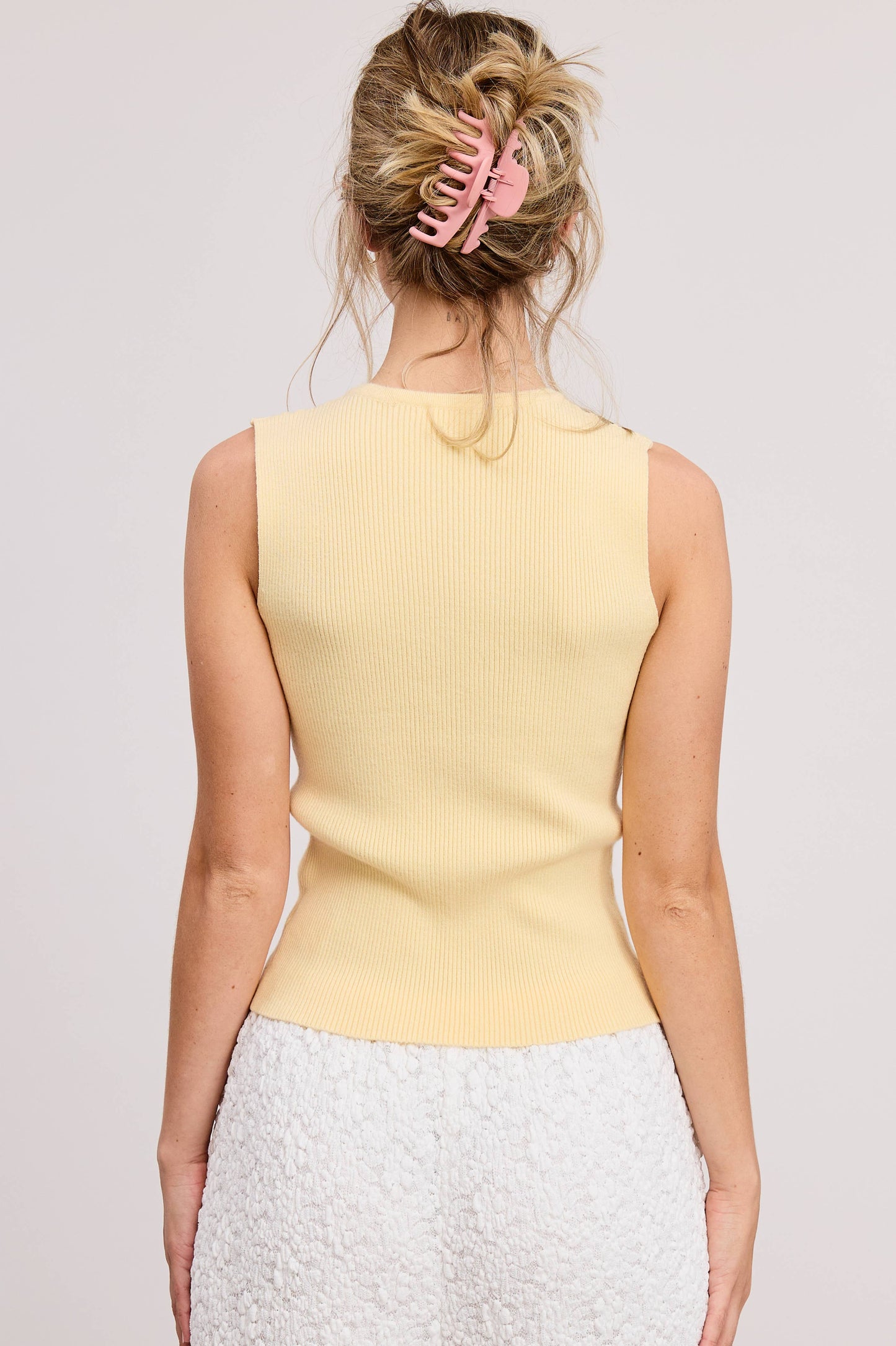 Black Open Front Ribbed Top