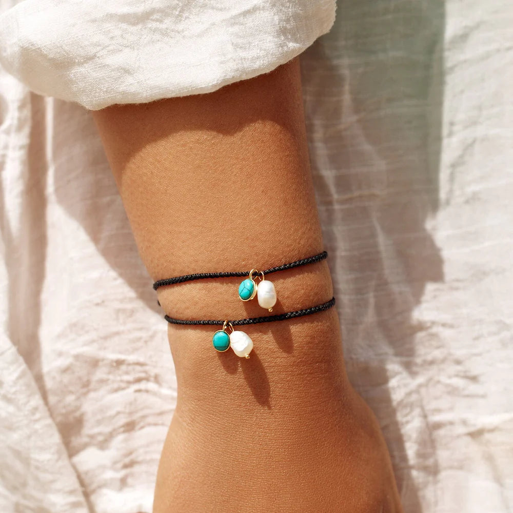 Pura Vida Pearl And Turquoise Charm Bracelet