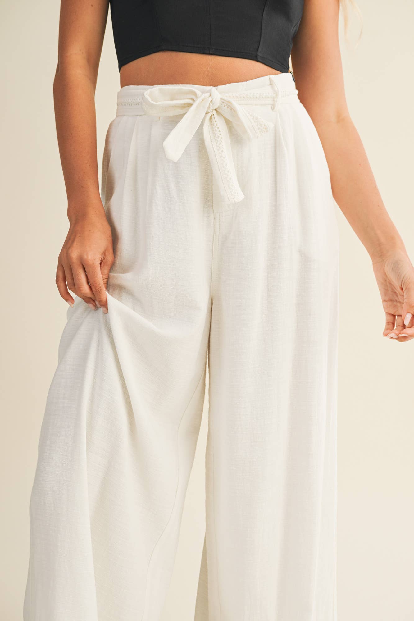 Coastal Flow Tie-Waist Palazzo Pants