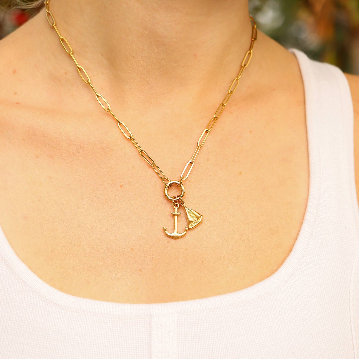 Paperclip Carabiner Charm Holder Necklace
