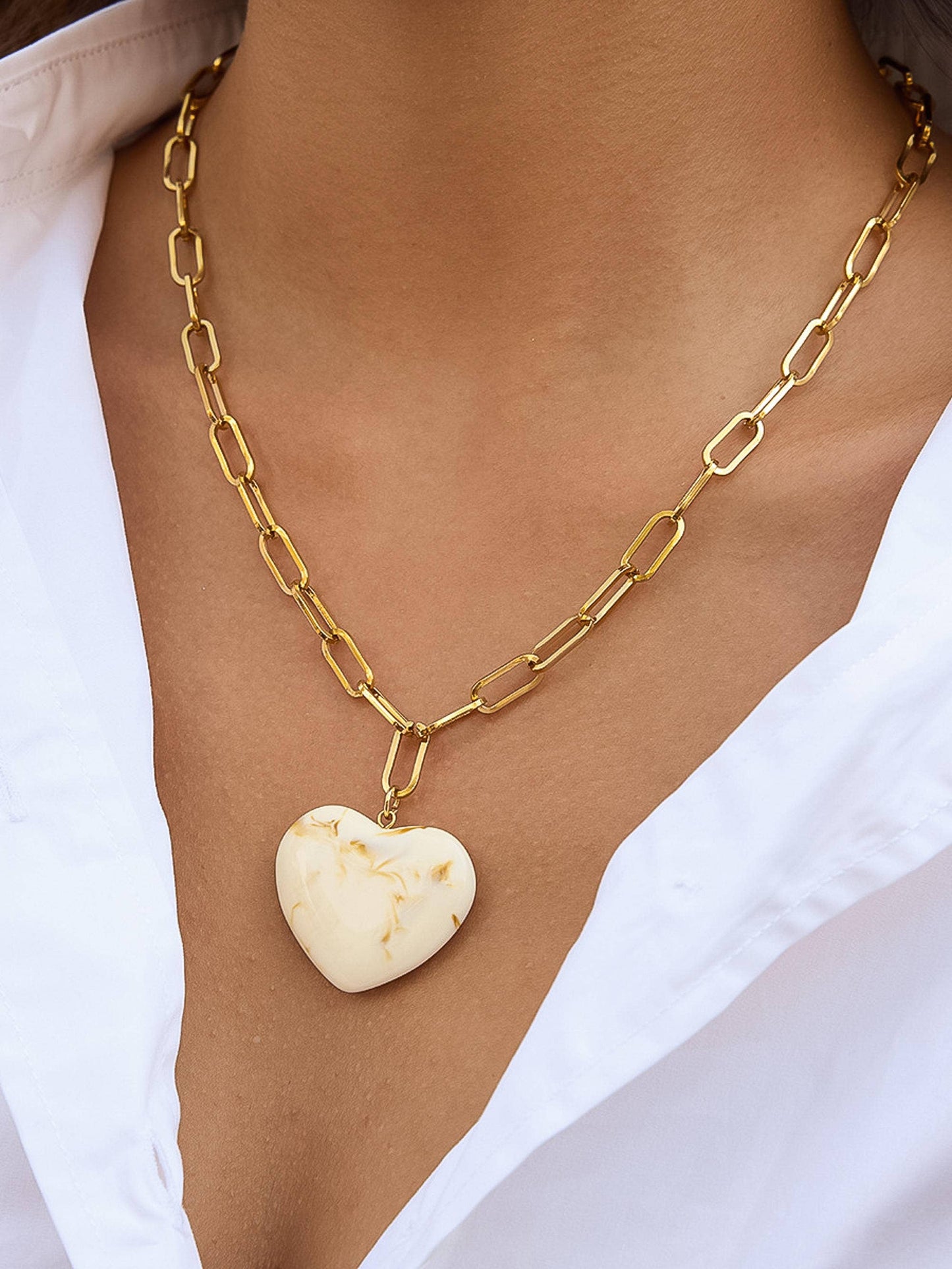 Rouelle 18K Gold Non-Tarnish Heart Chain Necklace