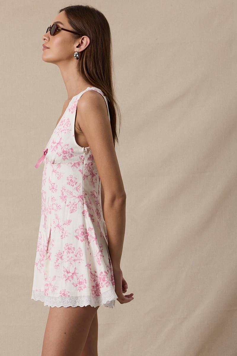 HIBISCUS LACE MINI DRESS