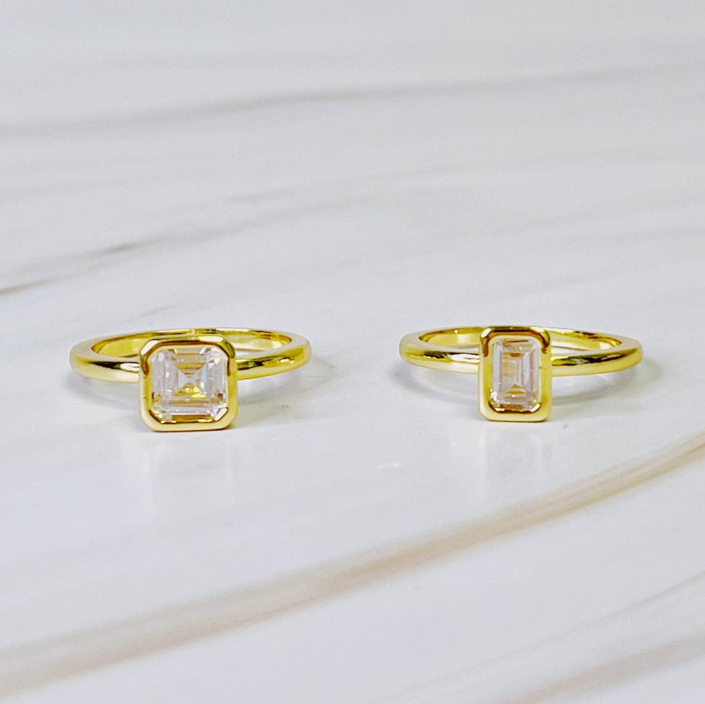 Asscher Cut Duo Ring Set Of 2