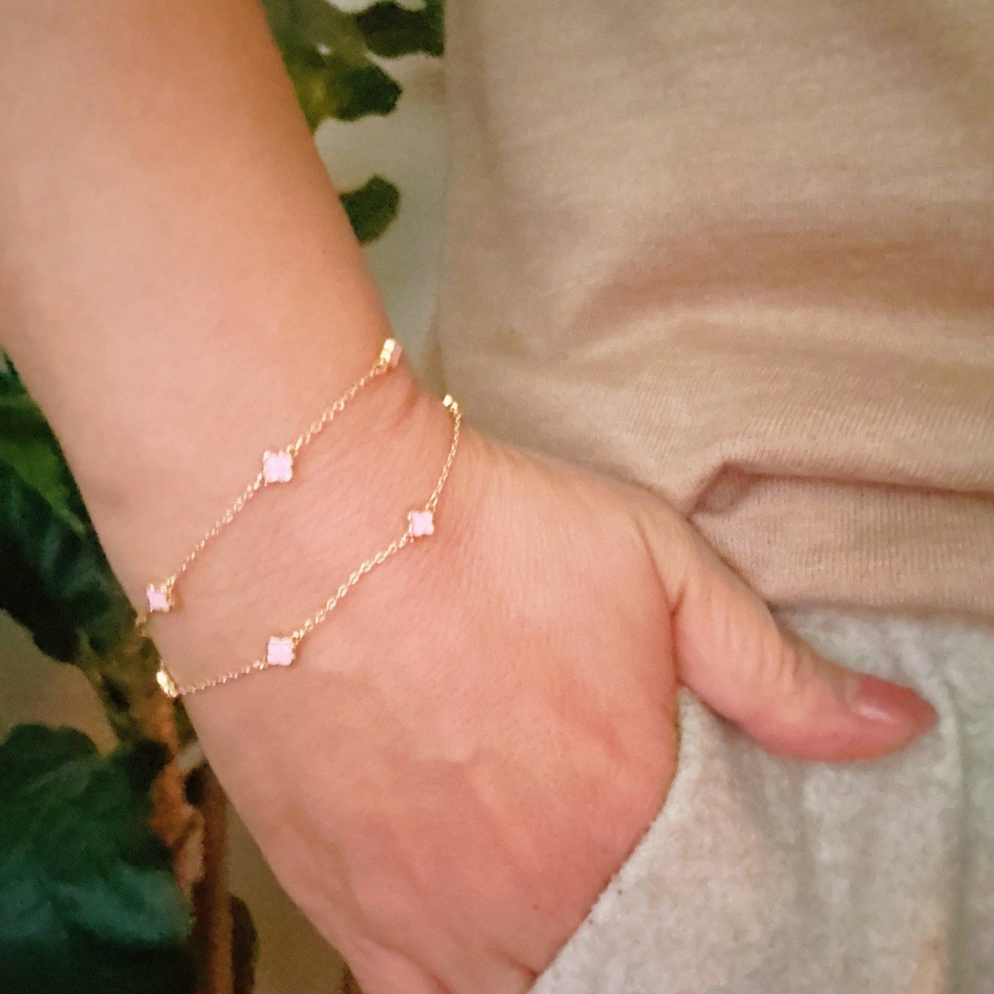Petite Clover Layered Chain Bracelet