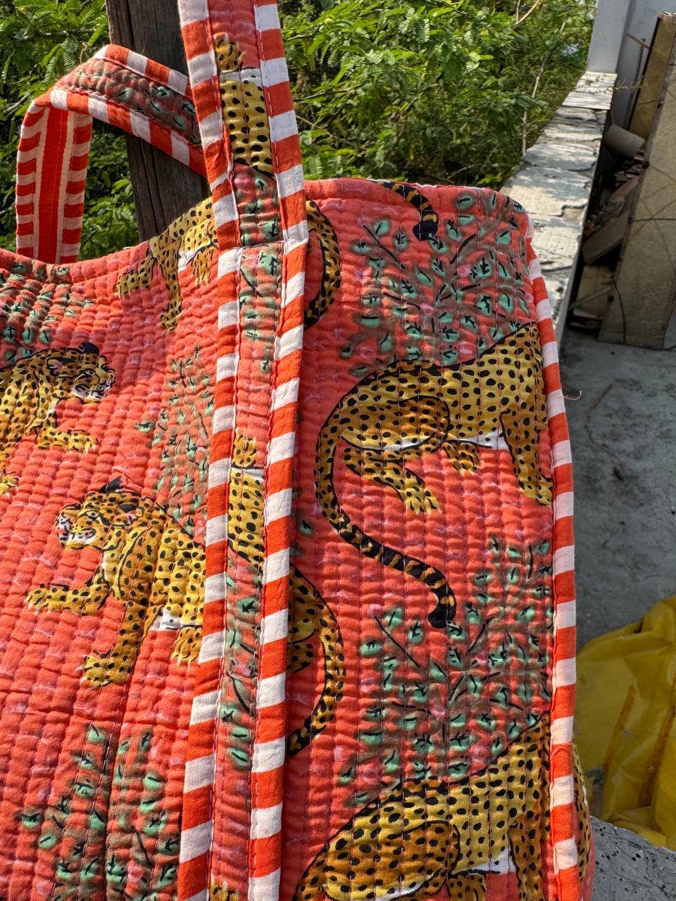 Cheetah Print Quilted Cotton Tote Bag