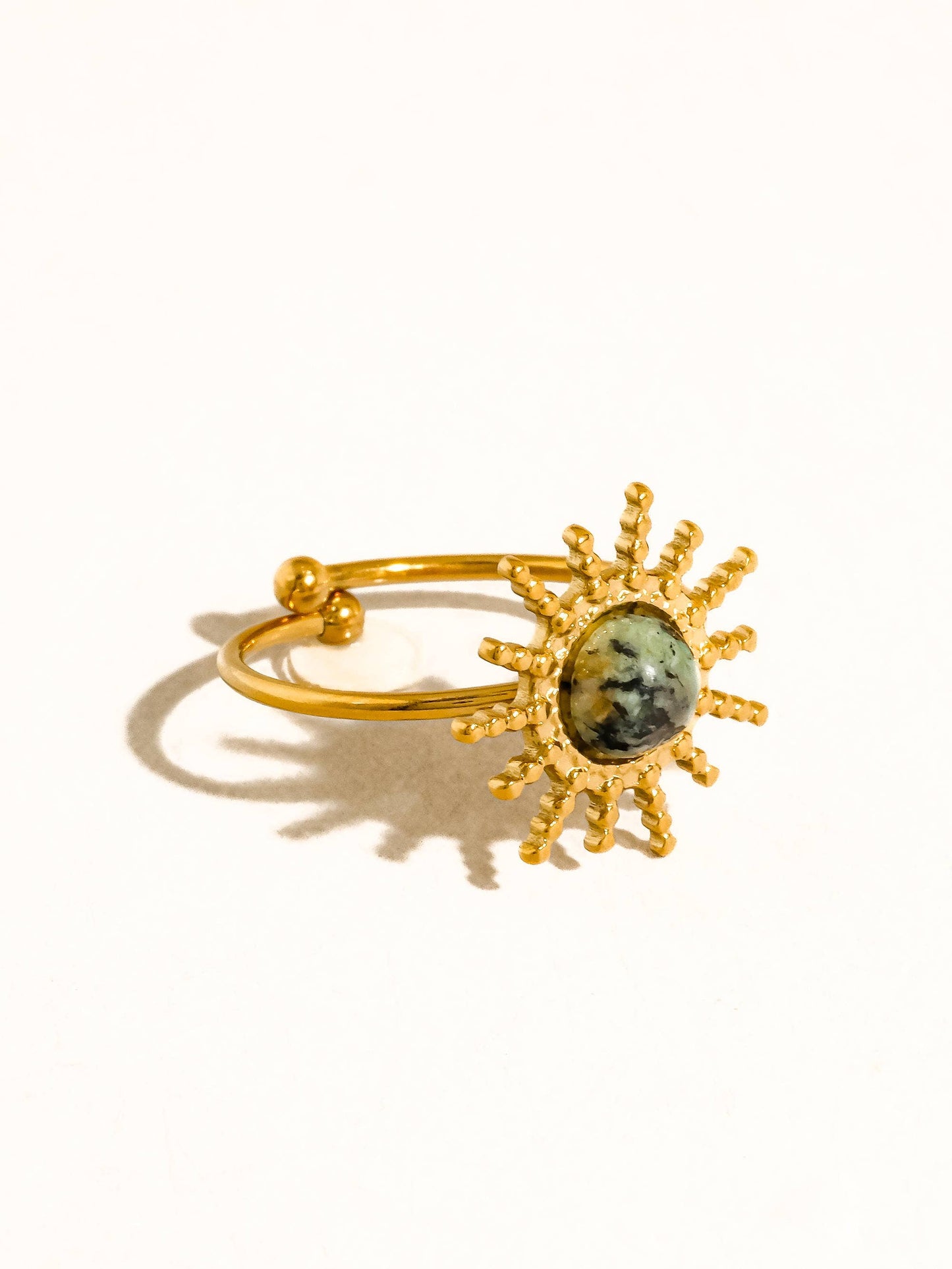 Ainsley 18K Gold Non-Tarnish Sunburst Adjustable Ring