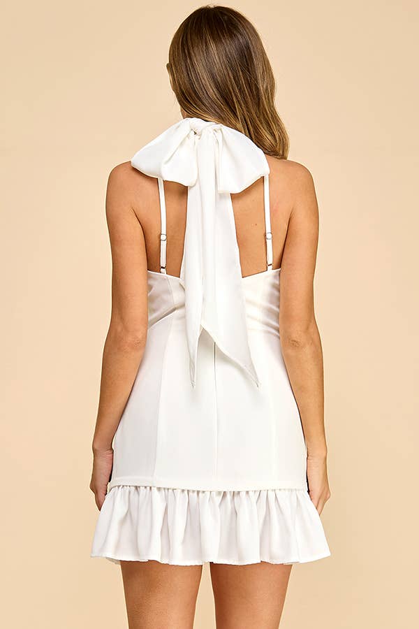 Tani Neck Tie Mini Dress