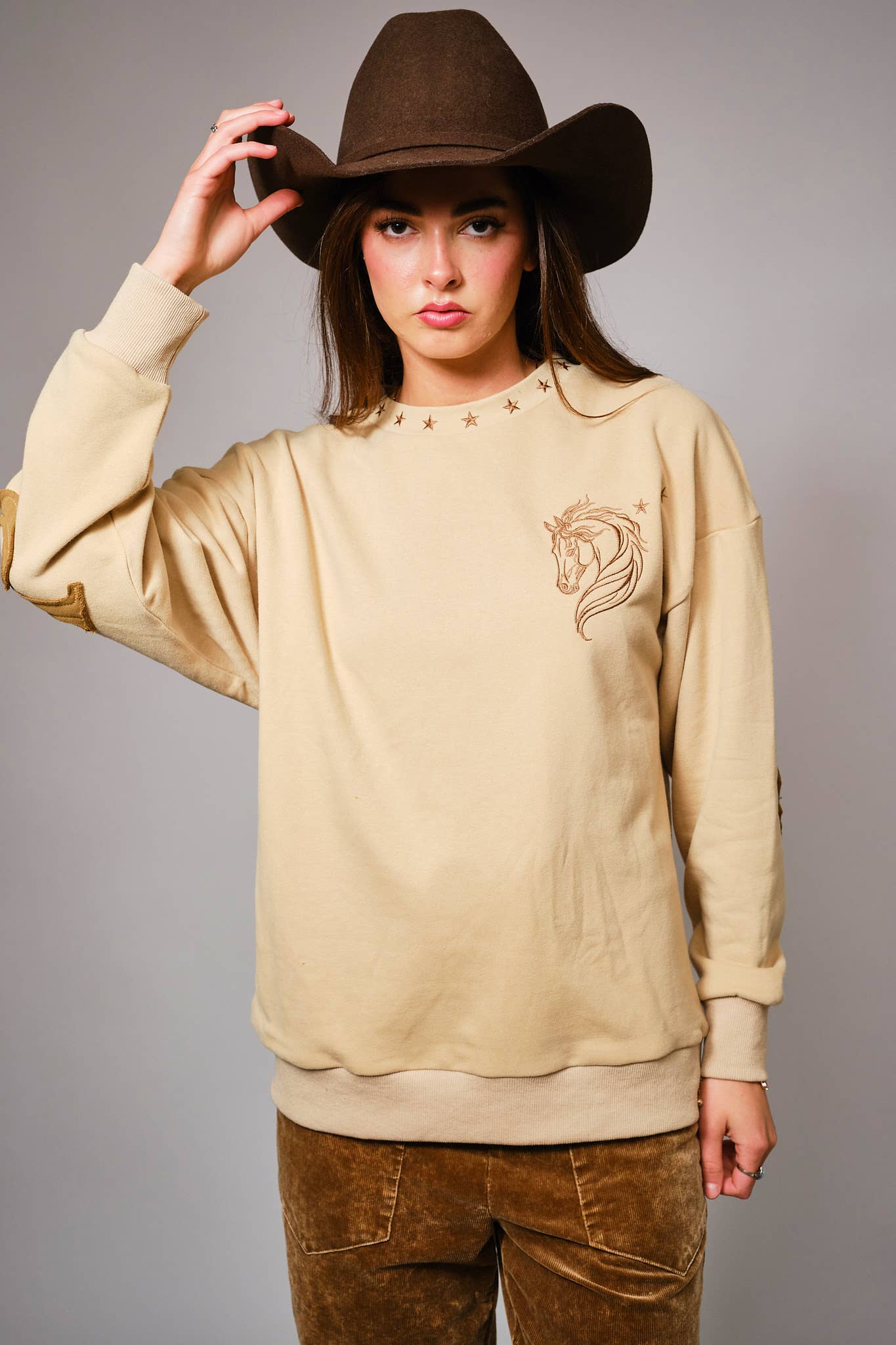 Giddy Up Horse Embroidered Sweatshirt