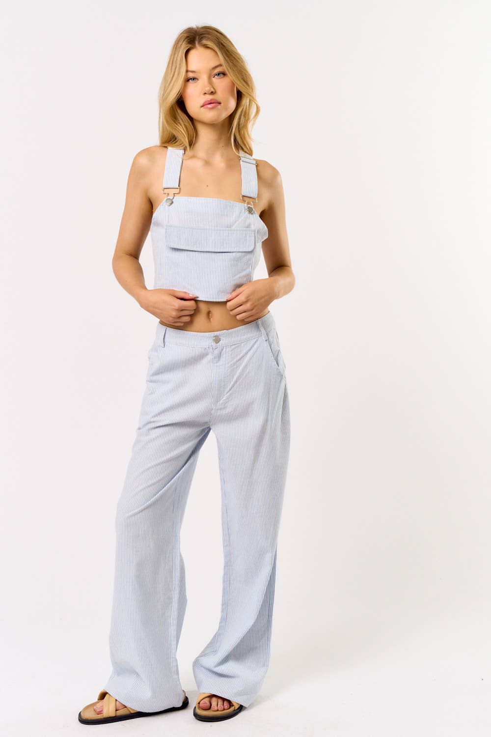 Striped Overall Set