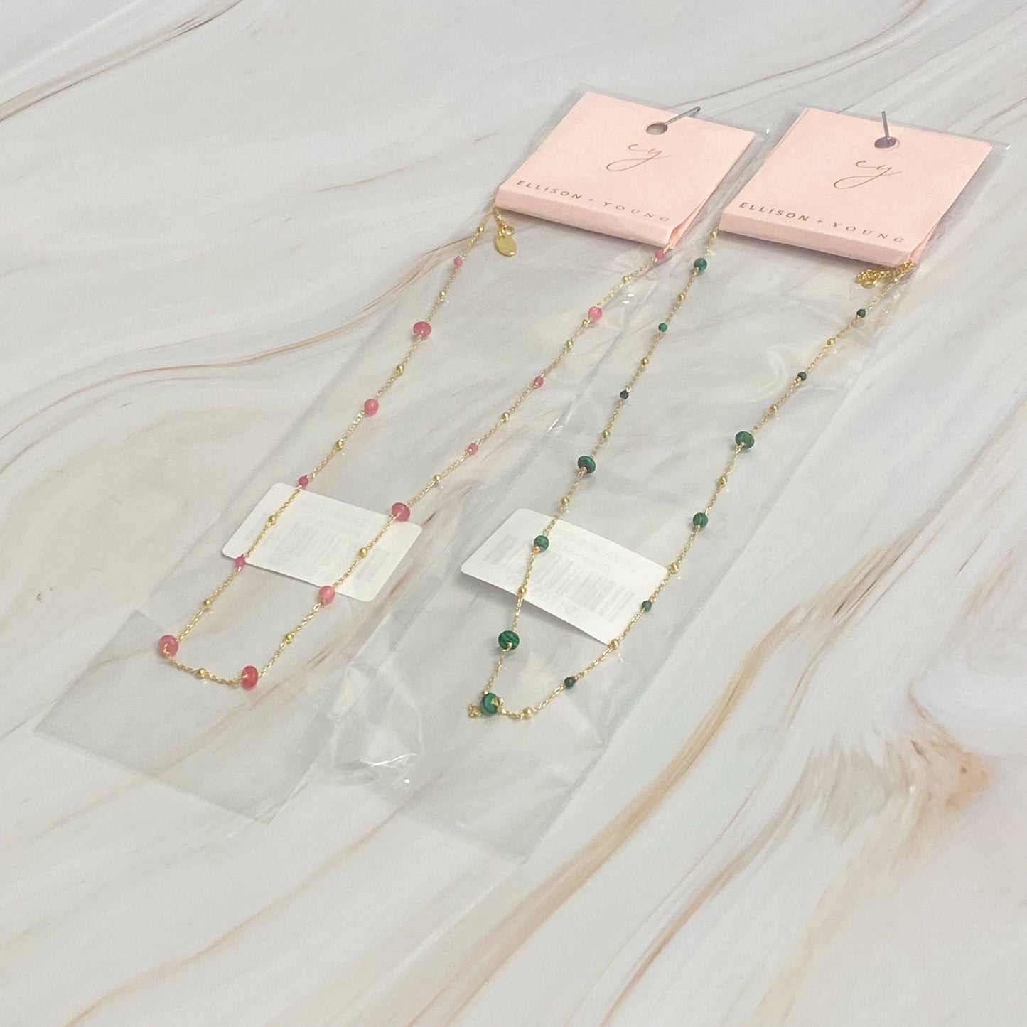 Dainty Precious Stone Bead Necklace: Green Stone