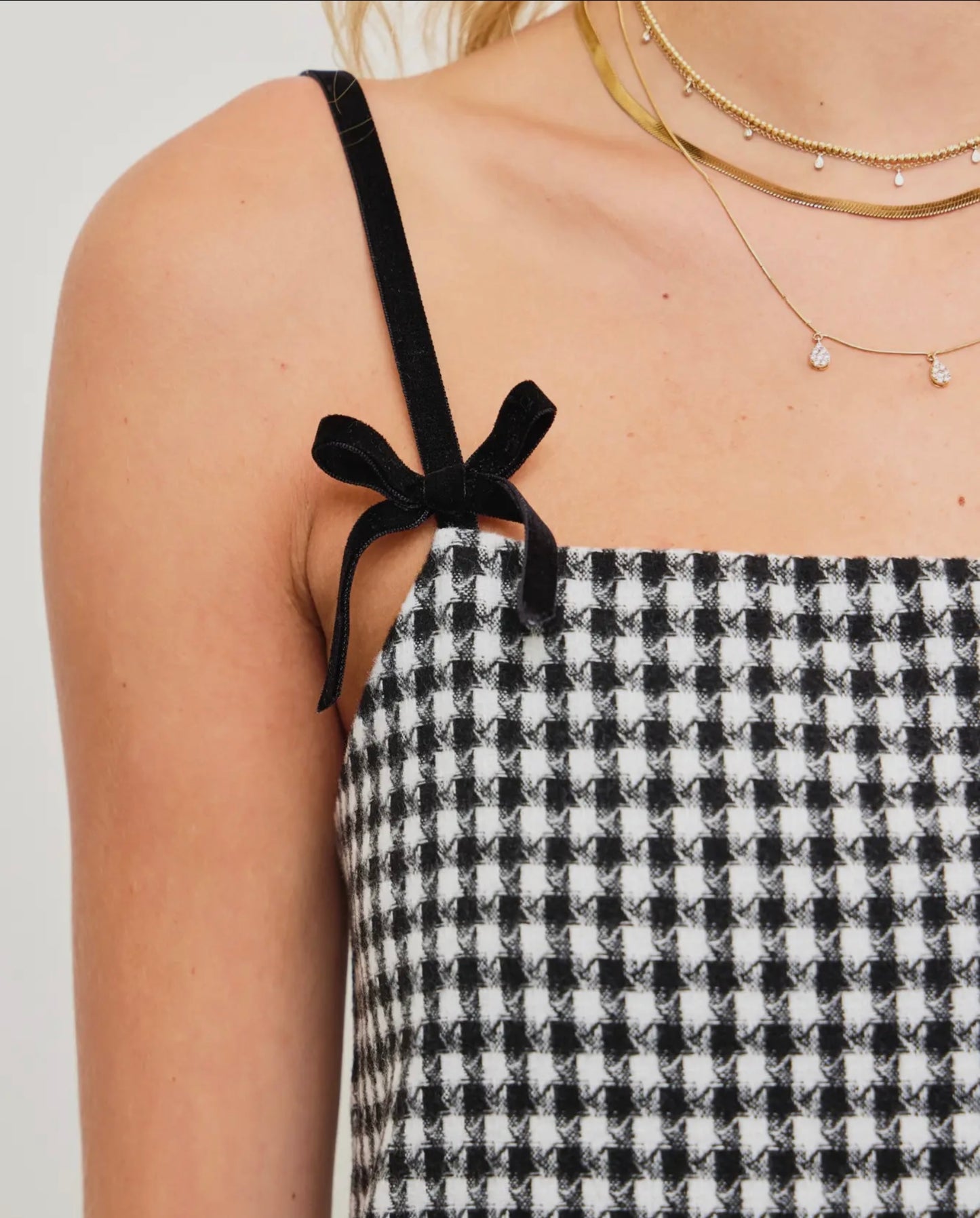 Plaid Dress with Bow Strap