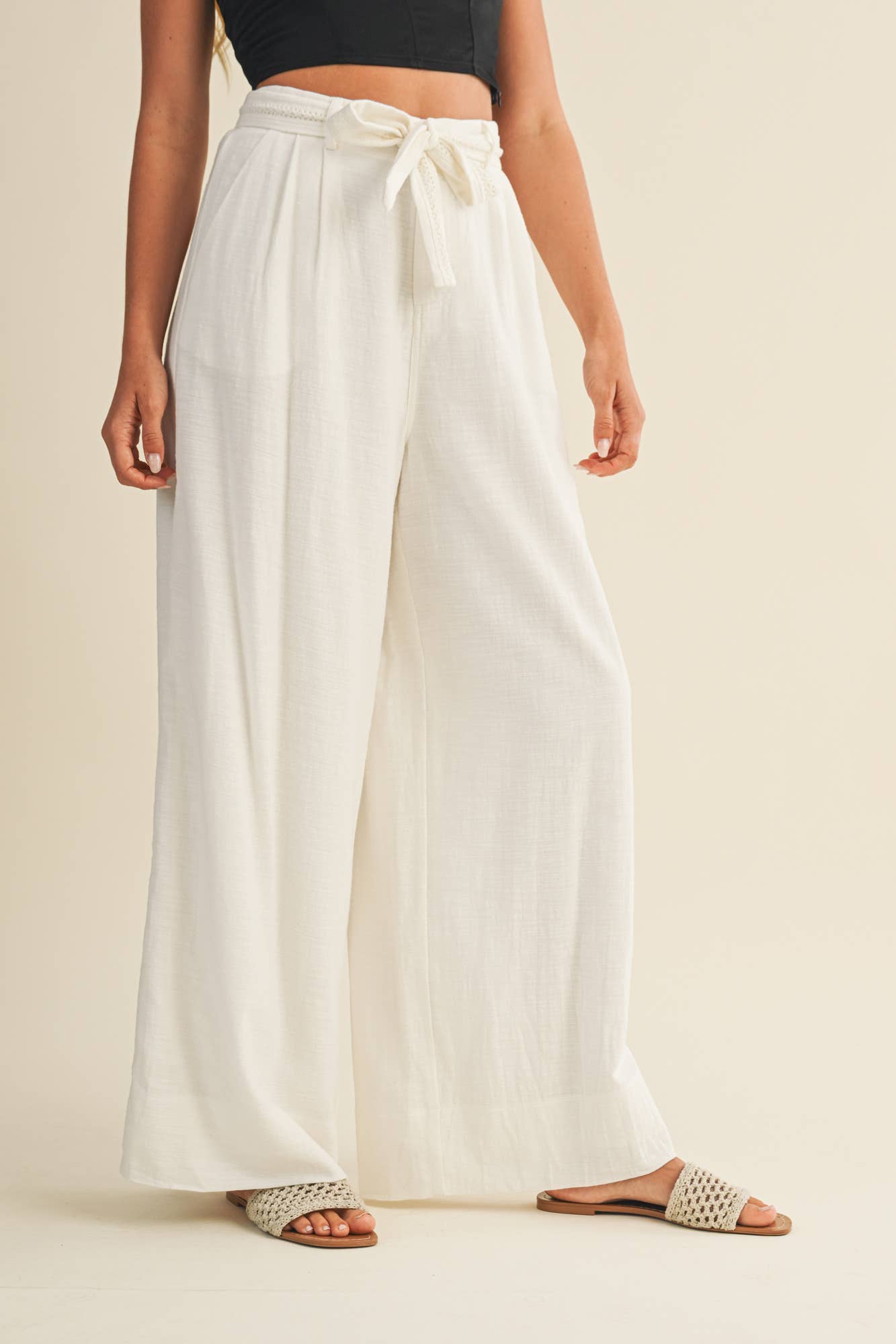 Coastal Flow Tie-Waist Palazzo Pants