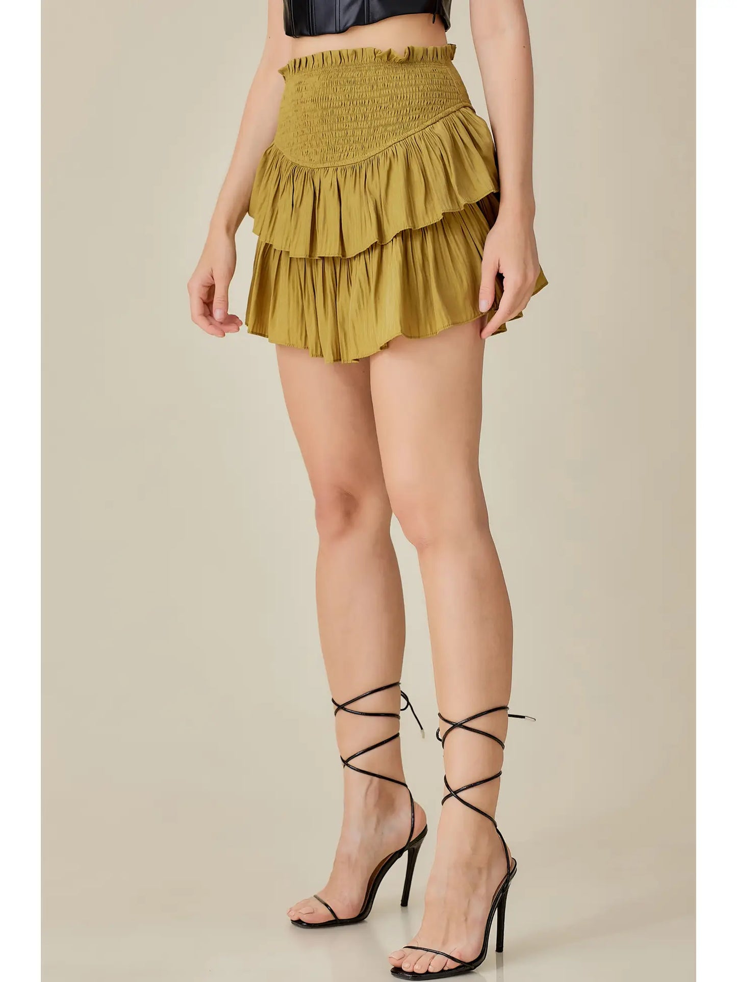 Olivey Smocked Ruffle Skirt With Shorts - MS