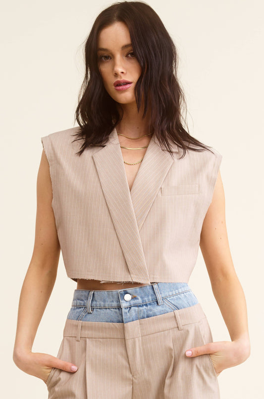 Beige Sleeveless Vest