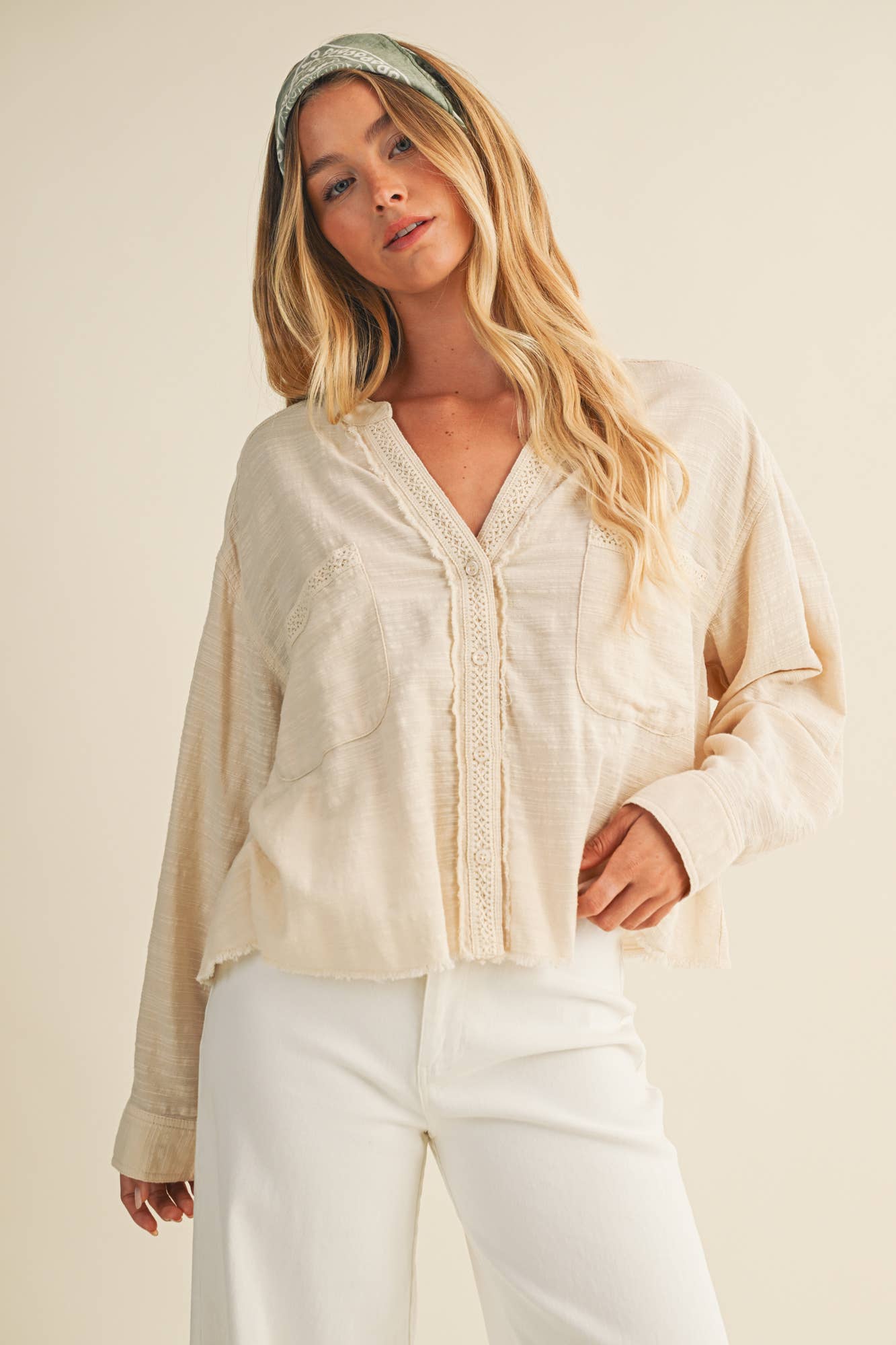 Isla Textured Button Up Blouse