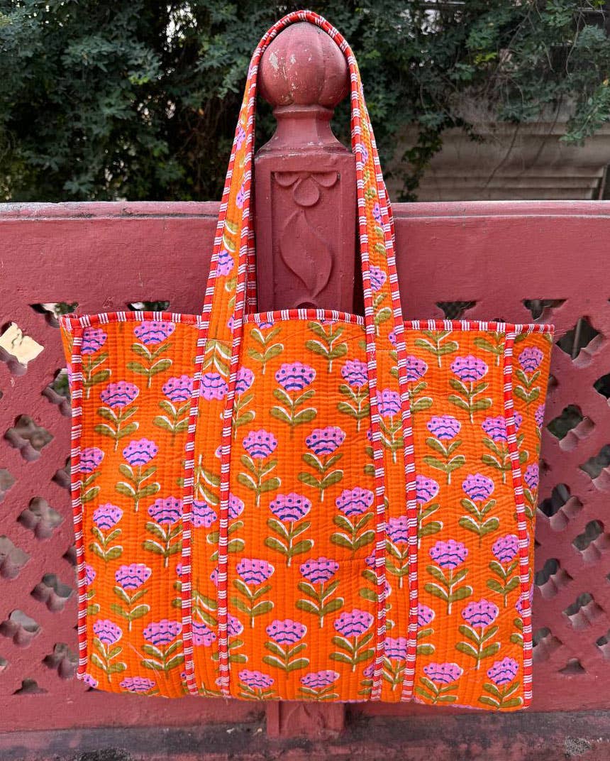 Marigold Bloom Quilted Tote