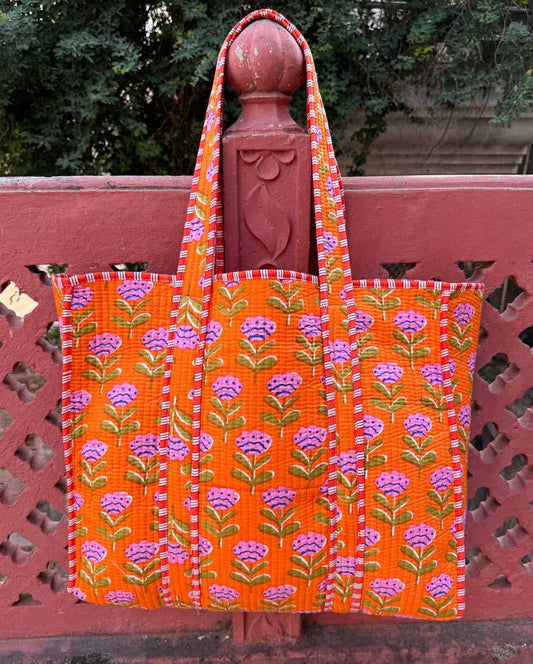 Marigold Bloom Quilted Tote