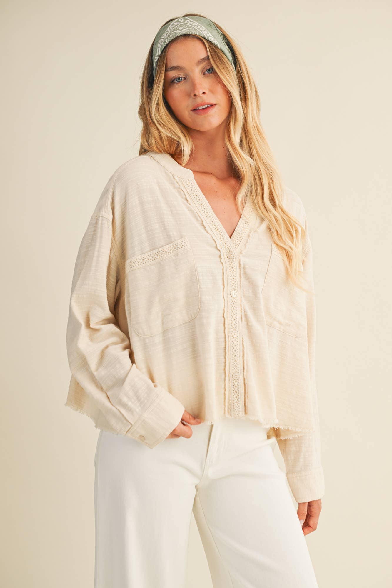 Isla Textured Button Up Blouse