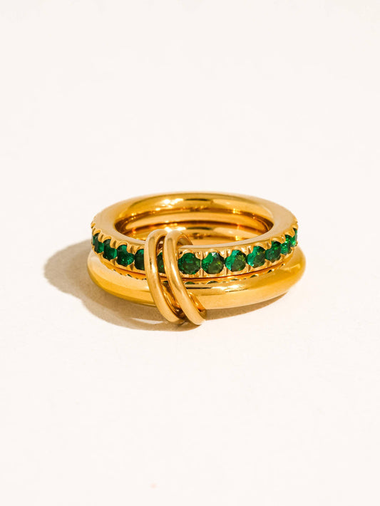 Justine 18K Gold Non-Tarnish CZ Double Hoop Ring