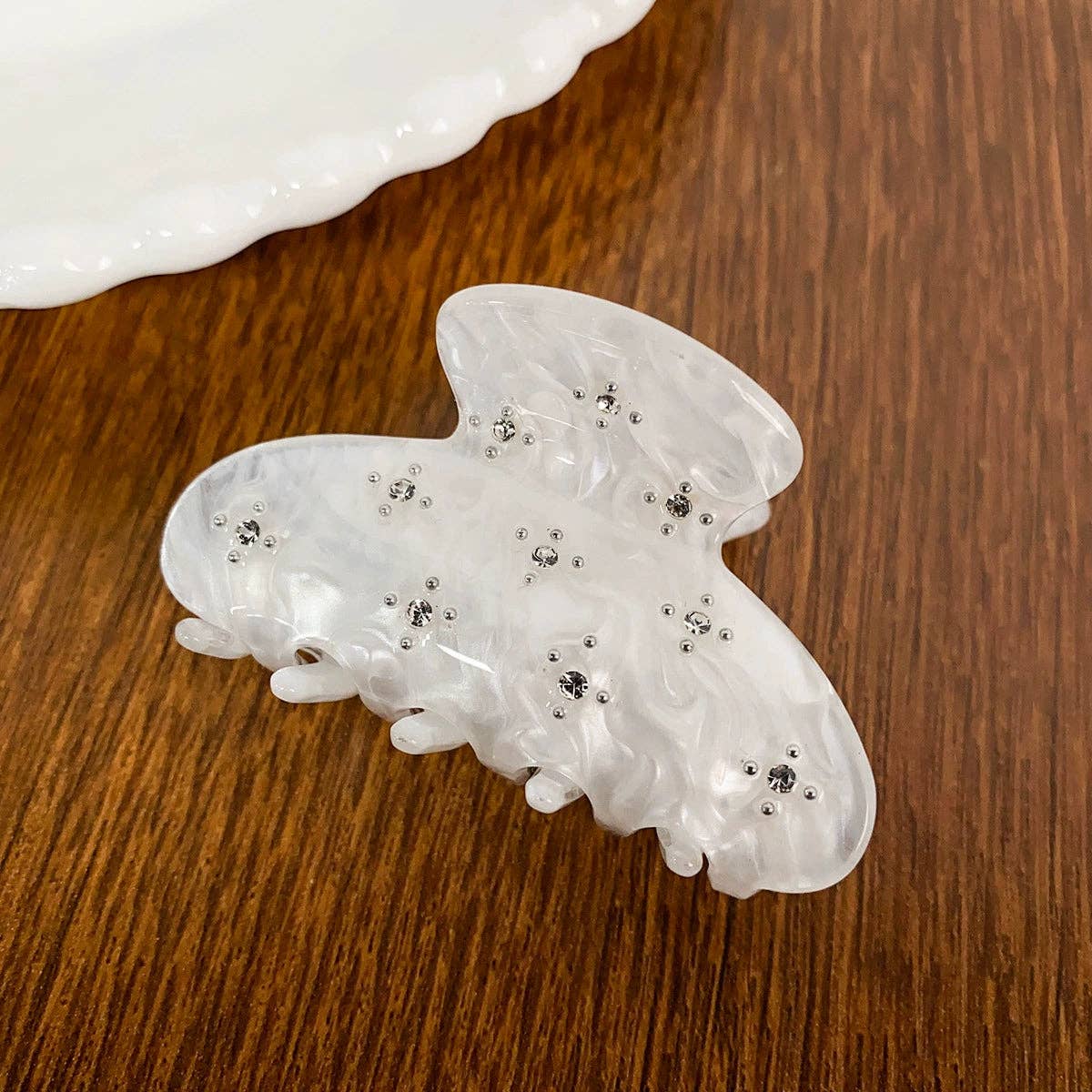 Diamond Studded Flower Claw Clip