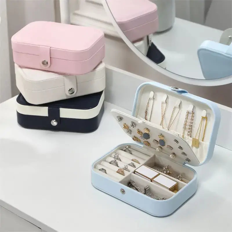 Portable Travel Jewelry Box, Stylish Vegan Leather box