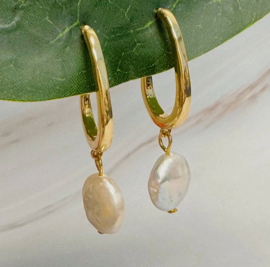 Pearl Hoop Earrings