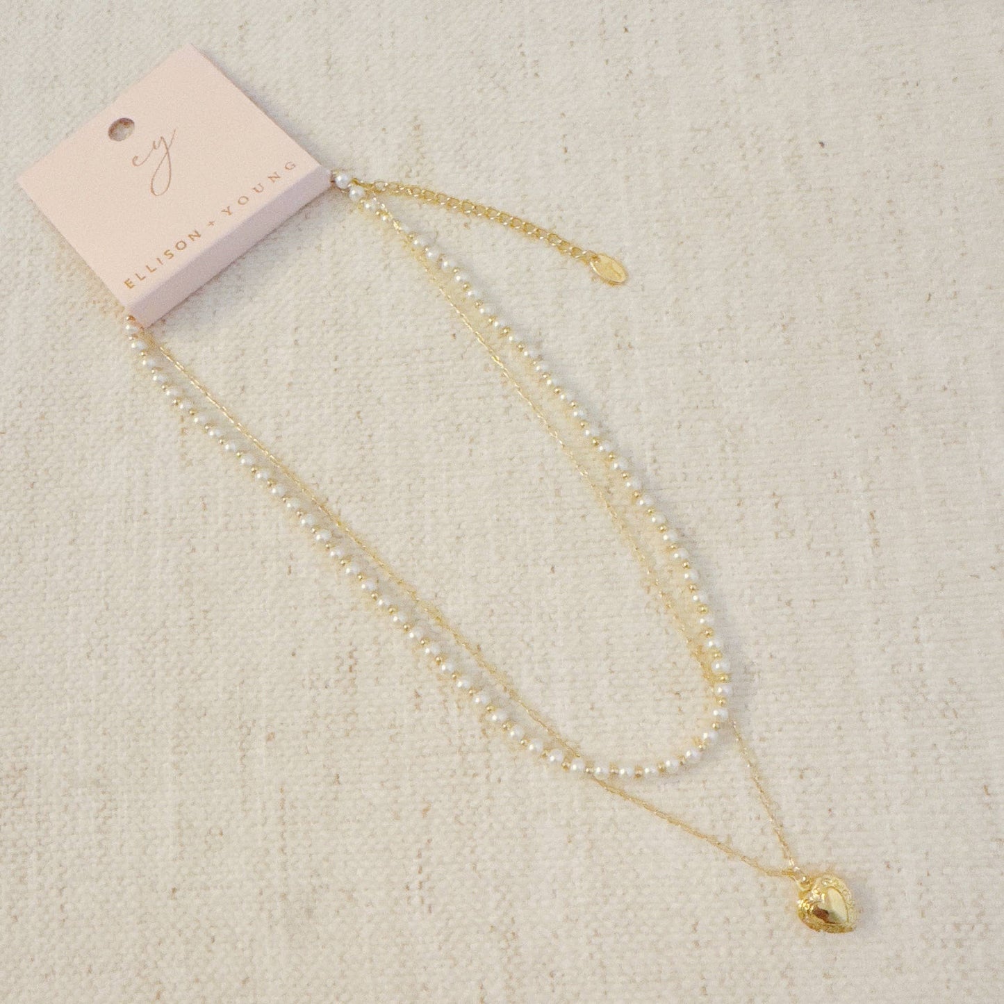 Pearls & Heart Locket Layered Necklace