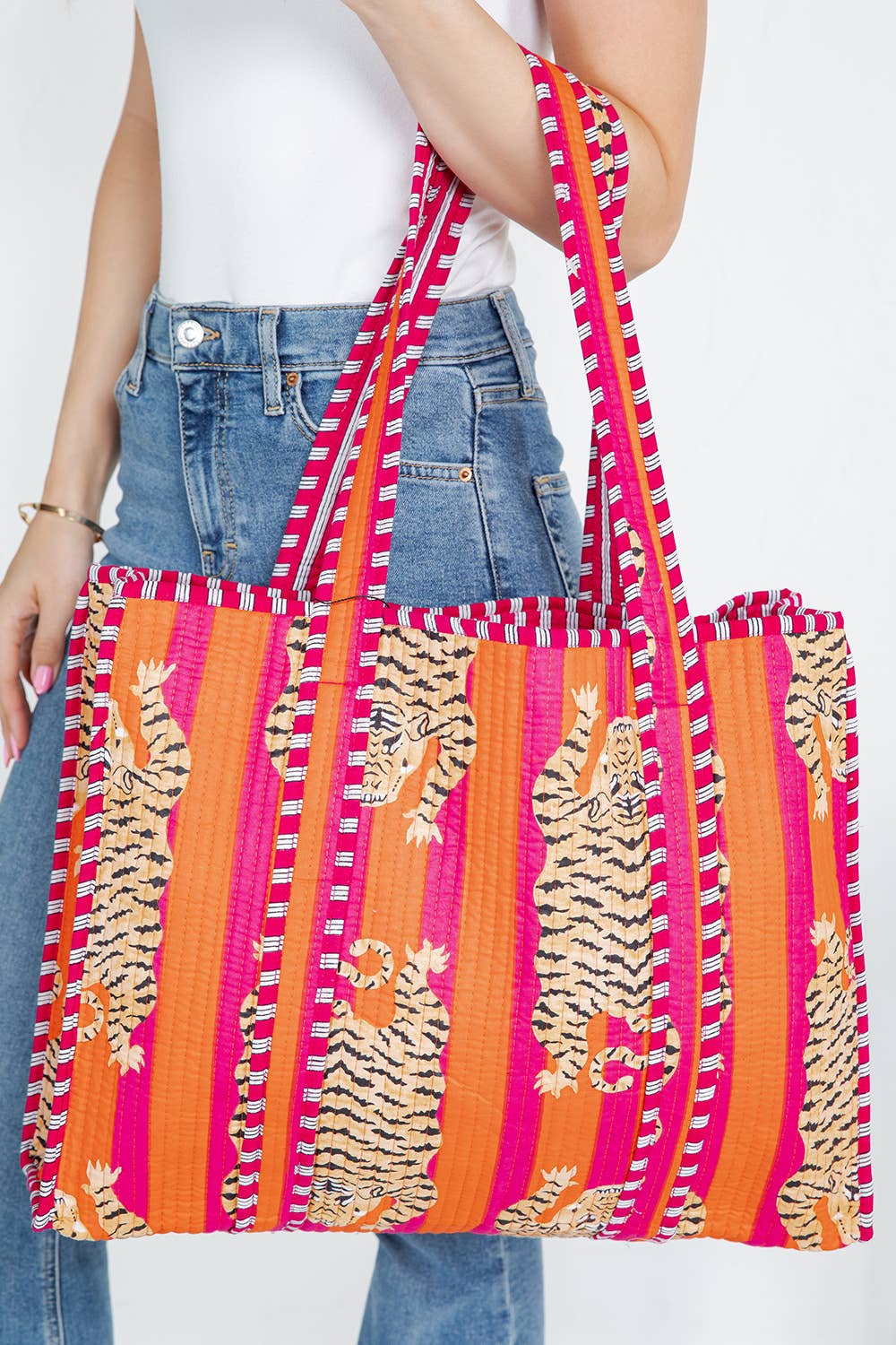 Orange Tiger Handmade Reversible Tote Bag