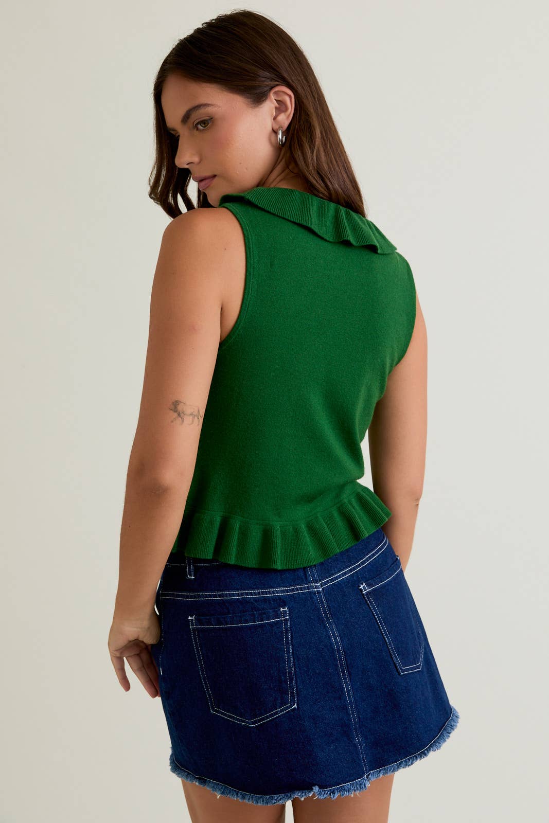Emerald Ruffle Knit Vest