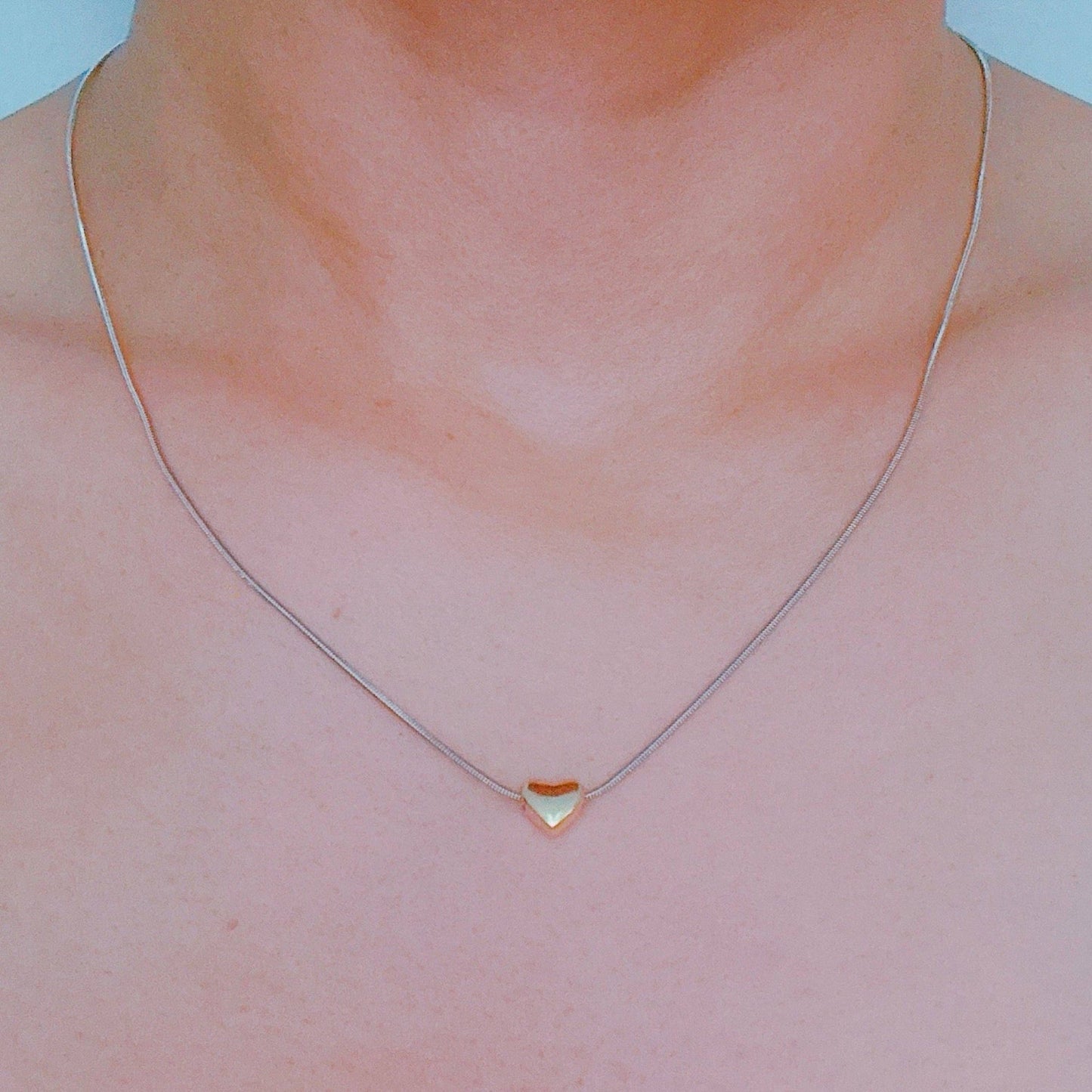 Two-Tone Petite Heart Pendant Necklace