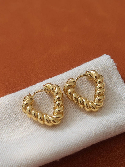 Prudence Twisted Heart Hoop Earrings