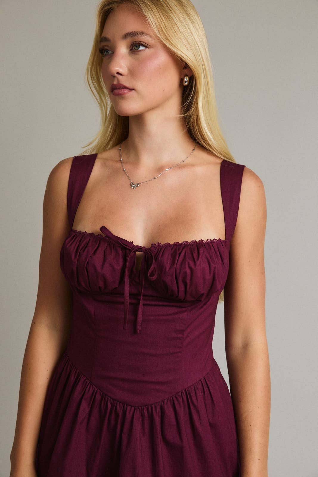 Bordeaux Ruched Corset Mini Dress