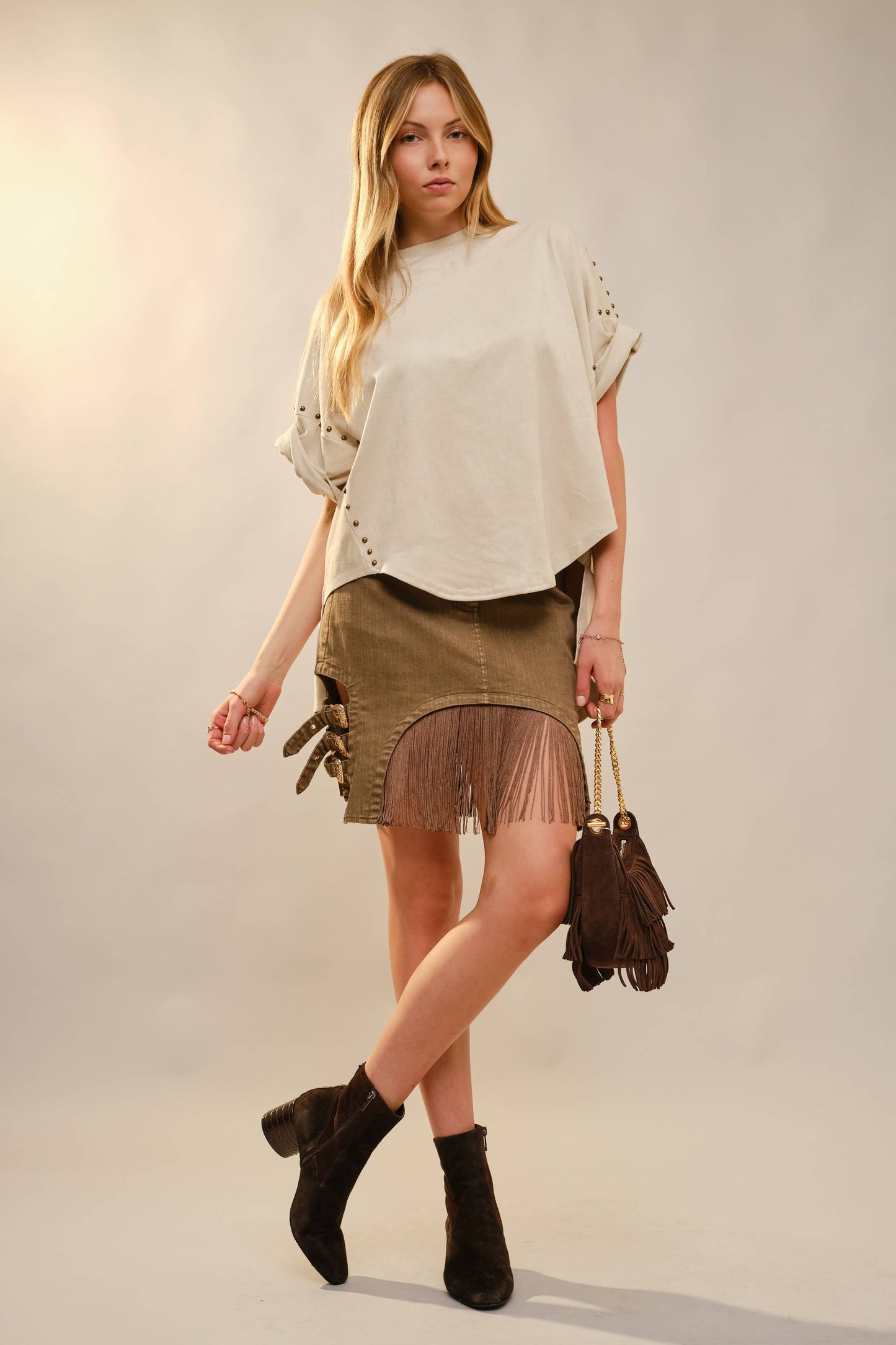 Laney Studded High Low Oversized Tee