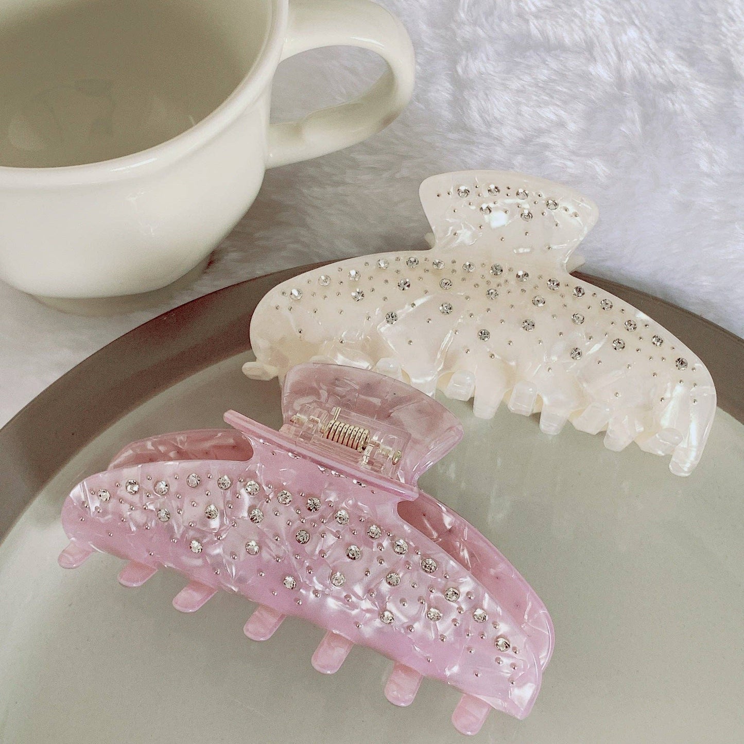 Sweet Rhinestone Claw Clip Solid Hair Accessory