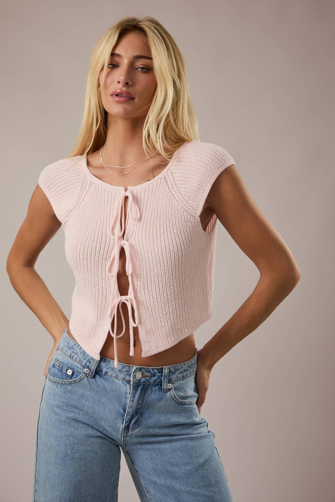 Blush Tie Front Knit