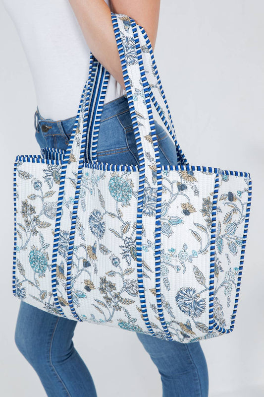 Blue Garden Reversible Quilted Tote