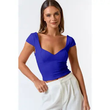 Cap Sleeve Brushed Knit Crop Top